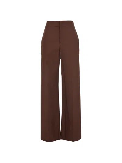 Twinset Wide-leg Pressed-crease Trousers In Brown