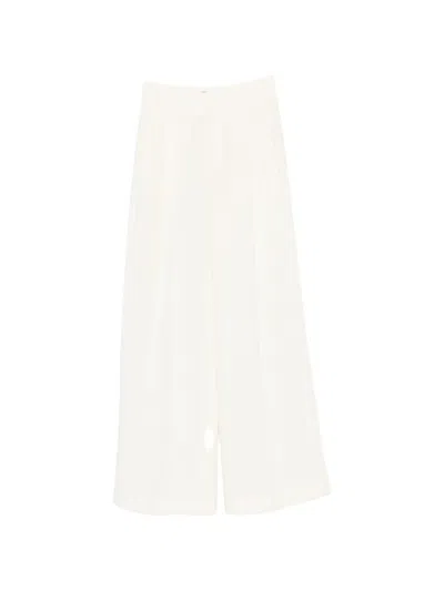 Twinset Wide-leg Tailored Trousers In White