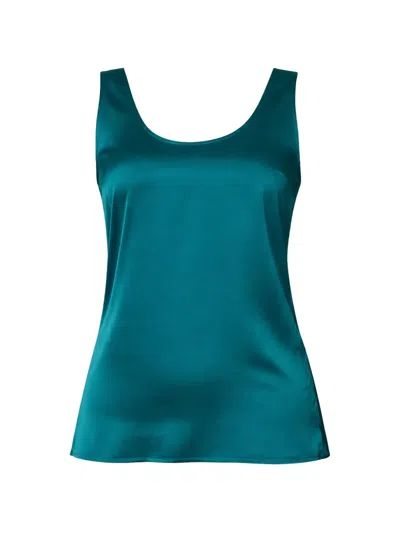 Twinset Wide-strap Satin Tank Top In Green