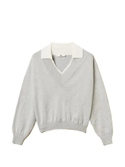 Twinset Wingtip-collar Sweater In Gray