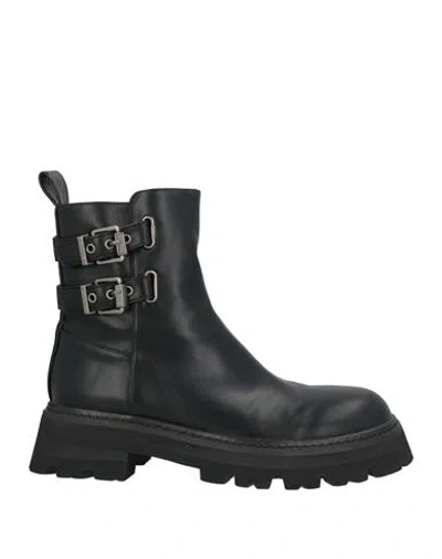 Twinset Woman Ankle Boots Black Size 11 Textile Fibers In Multi