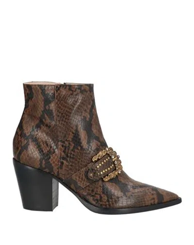 Twinset Woman Ankle Boots Brown Size 7 Leather