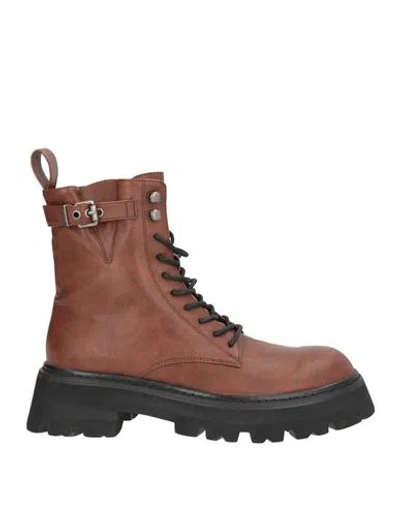 Twinset Woman Ankle Boots Brown Size 7 Synthetic Material In Black