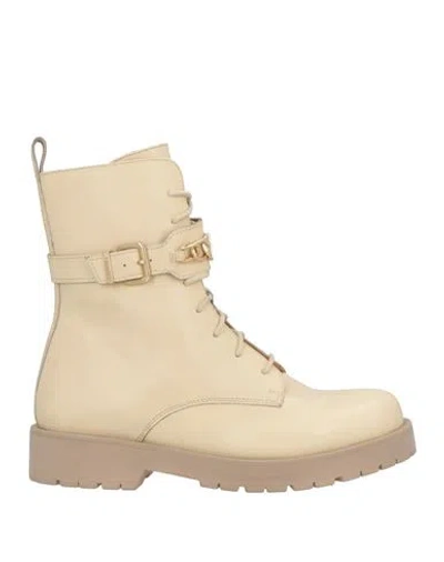 Twinset Woman Ankle Boots Cream Size 6 Cow Leather In White