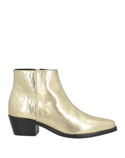 Twinset Woman Ankle Boots Gold Size 10 Leather