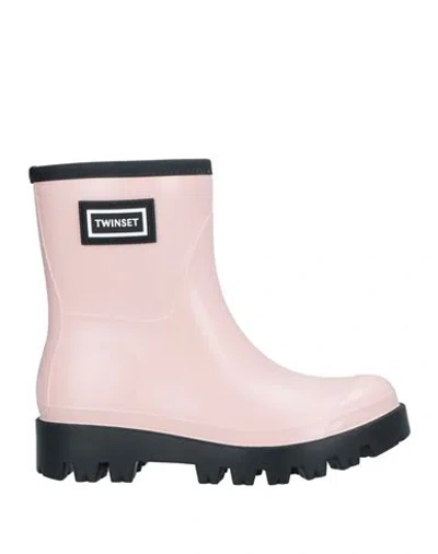 Twinset Woman Ankle Boots Pink Size 5 Rubber In Pink