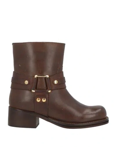Twinset Woman Ankle Boots Tan Size 6 Calfskin In Brown