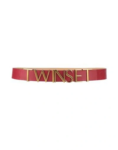 Twinset Woman Belt Brick Size S Leather In Red
