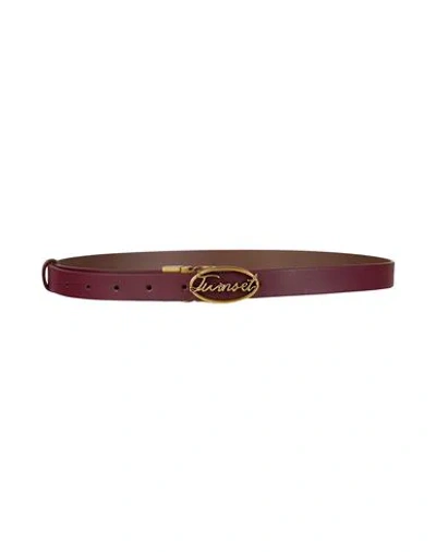 Twinset Woman Belt Burgundy Size S Polyurethane In Brown