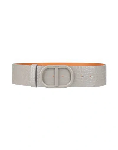 Twinset Woman Belt Grey Size L Regenerated Leather, Polyurethane, Cotton, Polyester In Gray