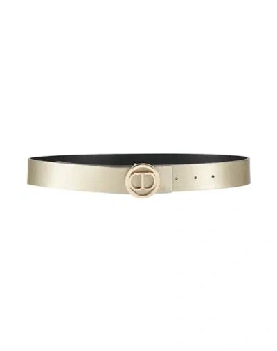 TWINSET TWINSET WOMAN BELT PLATINUM SIZE XL REGENERATED LEATHER, POLYESTER, POLYURETHANE
