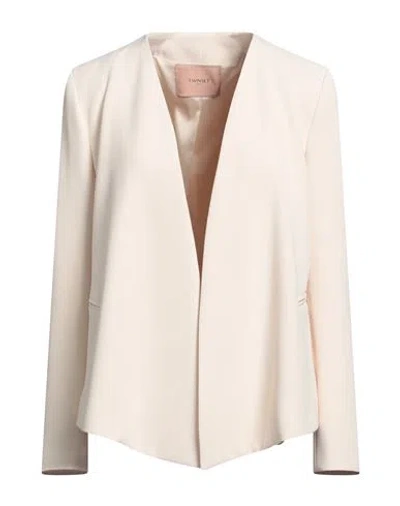 Twinset Woman Blazer Beige Size 10 Polyester, Elastane