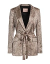 Twinset Woman Blazer Beige Size 6 Polyester In Beige
