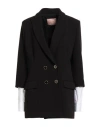 Twinset Woman Blazer Black Size 12 Polyester, Viscose, Elastane, Cotton In Black