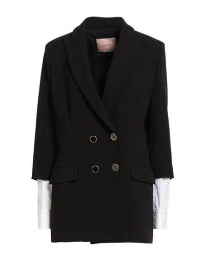 Twinset Woman Blazer Black Size 12 Polyester, Viscose, Elastane, Cotton