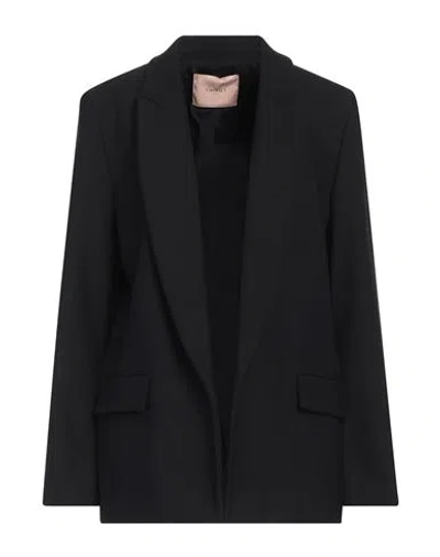Twinset Woman Blazer Black Size 4 Polyester, Wool, Elastane In Black