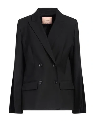Twinset Woman Blazer Black Size 6 Polyester, Wool, Elastane