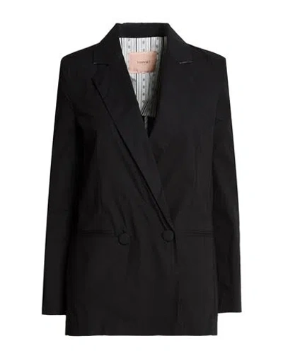 Twinset Woman Blazer Black Size 8 Cotton, Elastane