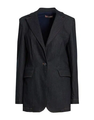 Twinset Woman Blazer Blue Size 14 Cotton, Polyester, Elastane