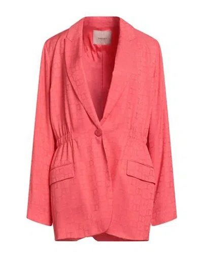 Twinset Woman Blazer Coral Size 14 Viscose In Red