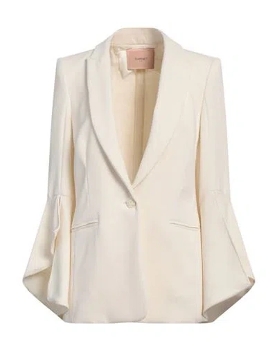 Twinset Woman Blazer Cream Size 10 Polyester In Neutral