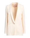 Twinset Woman Blazer Cream Size 14 Viscose, Linen In White