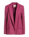 Twinset Woman Blazer Fuchsia Size 4 Polyester, Wool, Elastane In Pink