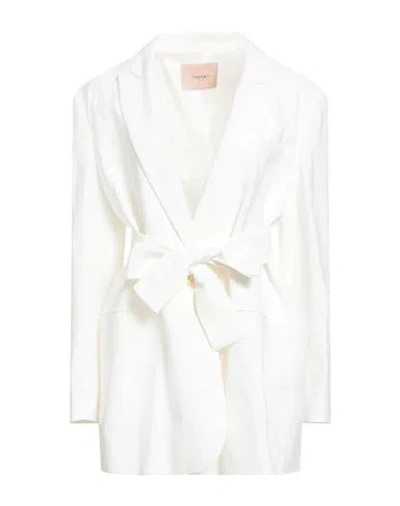 Twinset Woman Blazer Ivory Size 10 Viscose, Linen