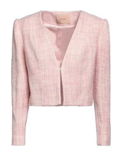 Twinset Woman Blazer Light Pink Size 10 Cotton, Acrylic, Polyamide
