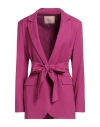 Twinset Woman Blazer Magenta Size 4 Viscose, Wool, Elastane