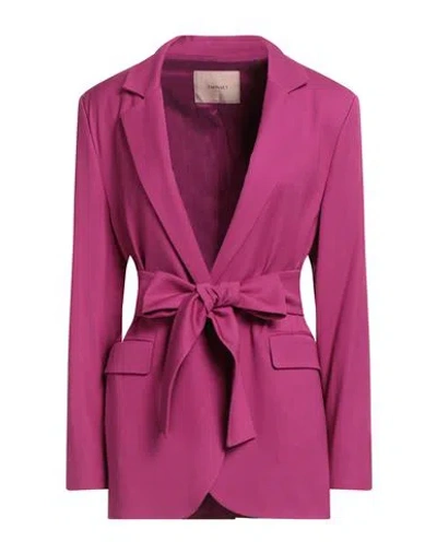 Twinset Woman Blazer Magenta Size 4 Viscose, Wool, Elastane