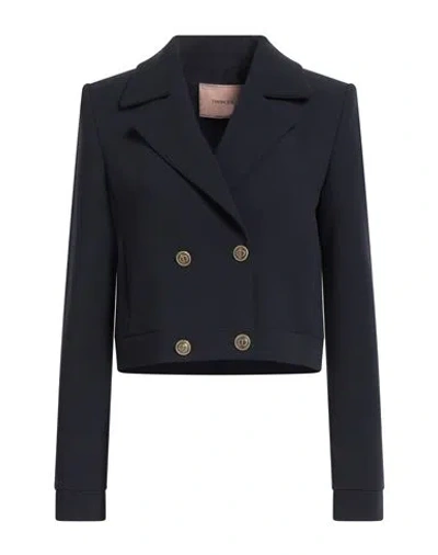 Twinset Woman Blazer Midnight Blue Size 8 Polyester, Viscose, Elastane