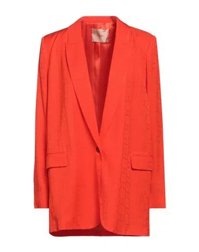 Twinset Woman Blazer Orange Size 12 Viscose In Red