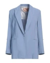 Twinset Woman Blazer Sky Blue Size 14 Viscose, Polyester In Blue