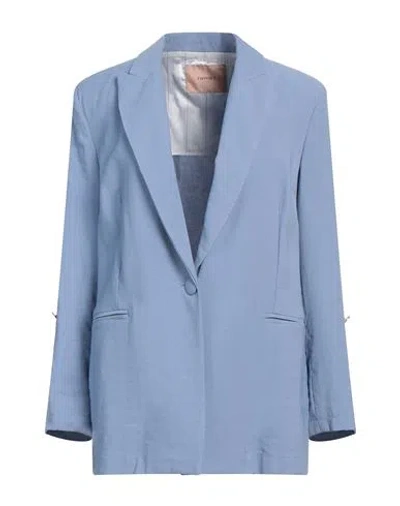 Twinset Woman Blazer Sky Blue Size 14 Viscose, Polyester