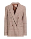 Twinset Woman Blazer Tan Size 14 Wool, Polyester, Viscose, Elastane In Brown