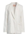Twinset Striped Single-breasted Blazer In White