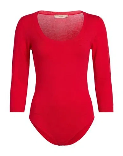 Twinset Woman Bodysuit Red Size L Viscose, Polyester