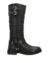 Twinset Woman Boot Black Size 5 Cow Leather In Black