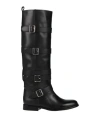 Twinset Woman Boot Black Size 8 Cow Leather In Black
