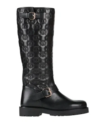 Twinset Woman Boot Black Size 8 Cow Leather