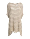 Twinset Woman Cape Beige Size Onesize Viscose, Metallic Polyester In Beige