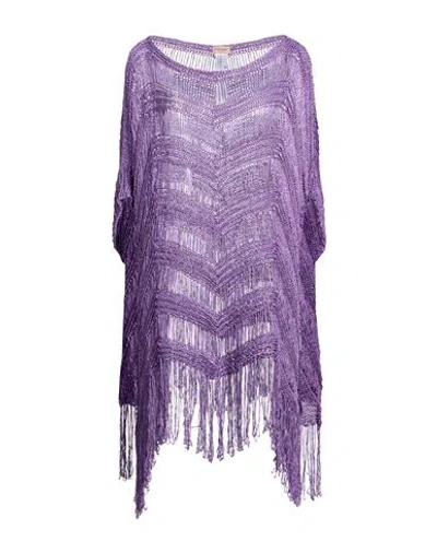 Twinset Woman Cape Purple Size Onesize Viscose, Metallic Polyester