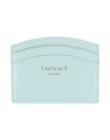 Twinset Woman Cardholder Sky Blue Size - Cow Leather
