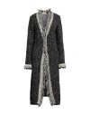 Twinset Contrast-trim Longline Cardigan In Black