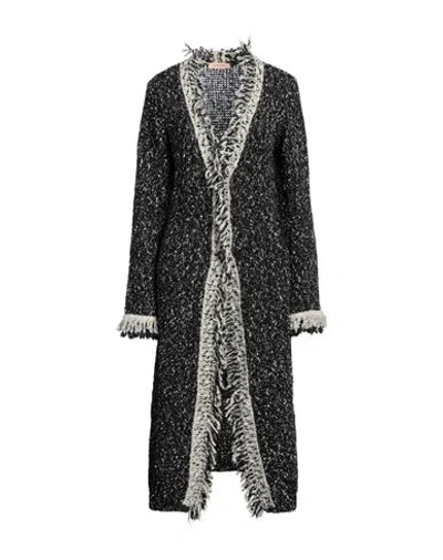 TWINSET TWINSET WOMAN CARDIGAN BLACK SIZE L COTTON, ACRYLIC, WOOL, POLYESTER
