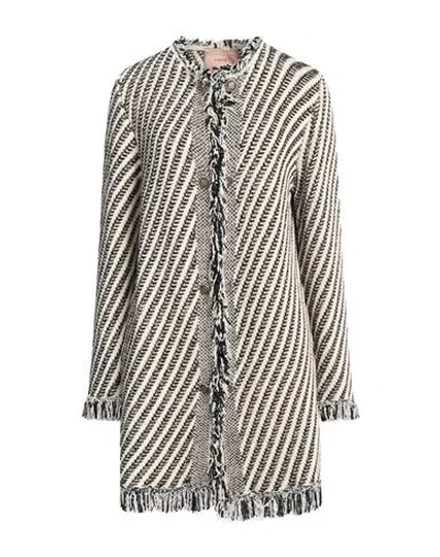 Twinset Woman Cardigan Cream Size M Cotton, Viscose, Polyester, Polyamide, Metallic Polyester In White