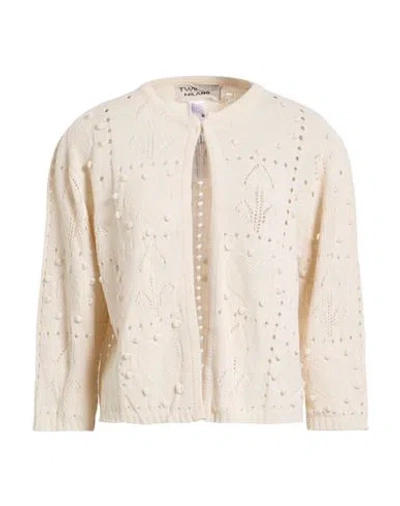 Twinset Woman Cardigan Cream Size Xs Polyamide, Viscose, Wool, Cashmere In Neutral