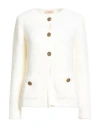 Twinset Woman Cardigan Ivory Size L Wool, Polyamide, Elastane In White