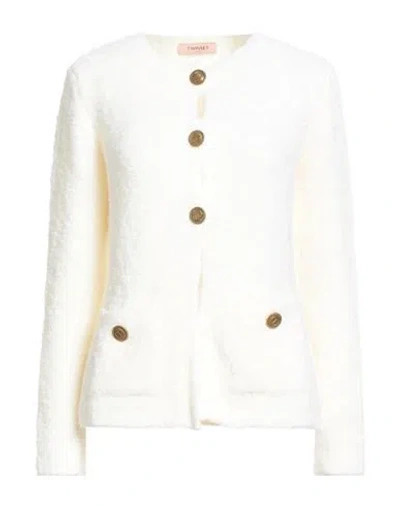 Twinset Woman Cardigan Ivory Size L Wool, Polyamide, Elastane In White